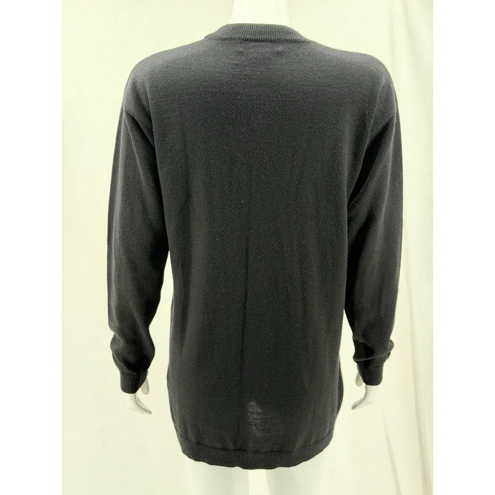 Vintage Outlander Sweater Womens Small Black Cardigan Wool Blend V-Neck Longline